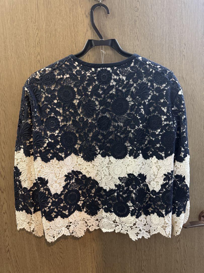 総レース　バイカラー　ジャケット
