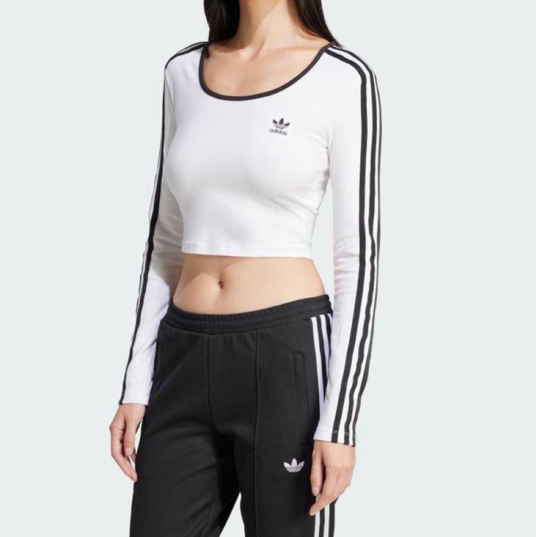 adidas 長袖クロップTシャツ ホワイト