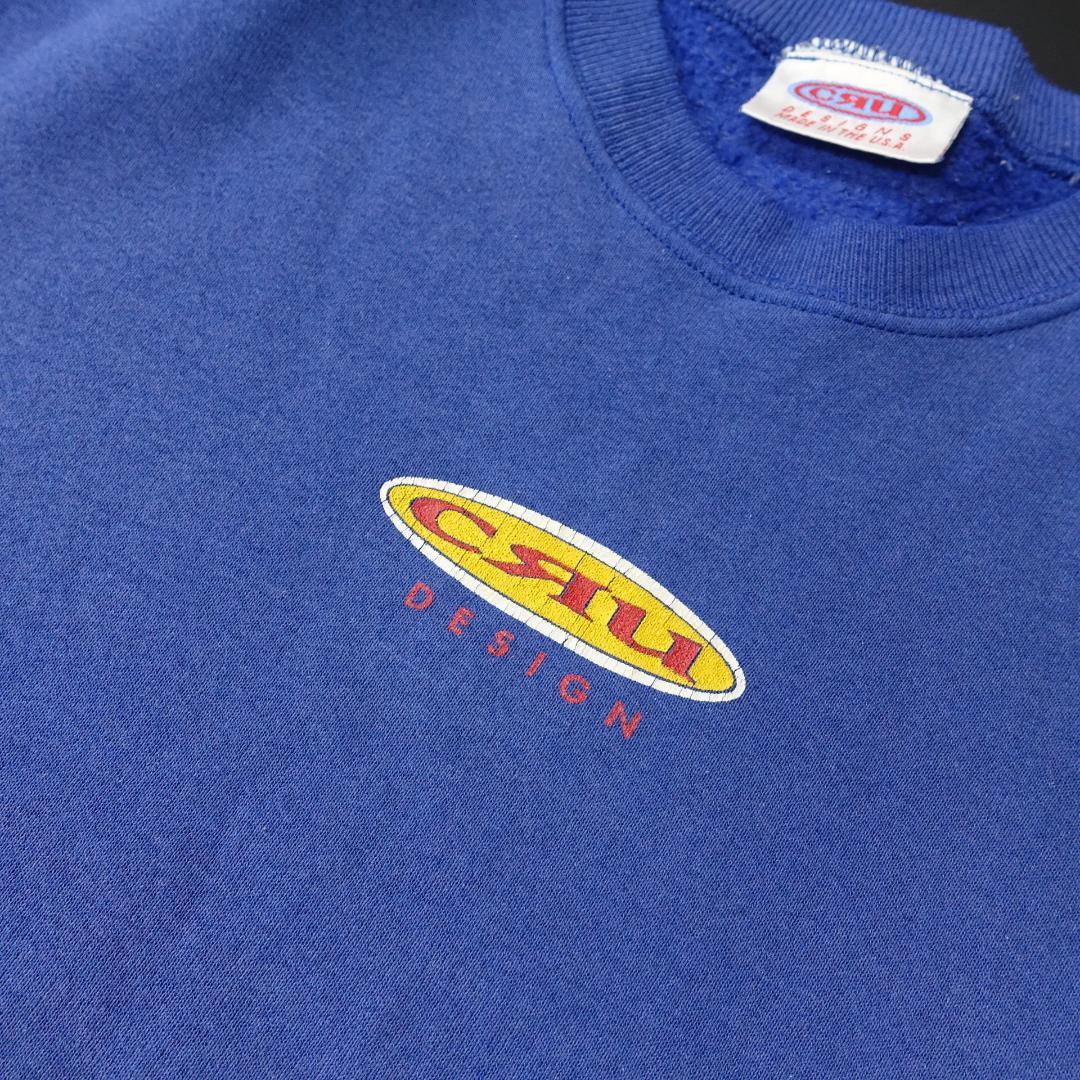 [ビッグサイズ]60s 美品 半袖スウェット SURF 両面プリント CRU SURF 長袖スウェット 両面プリント USA製 ブルー 90年代