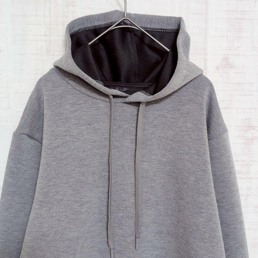 美品】 大きいサイズ L L グレー シンプル パーカー フード 定番