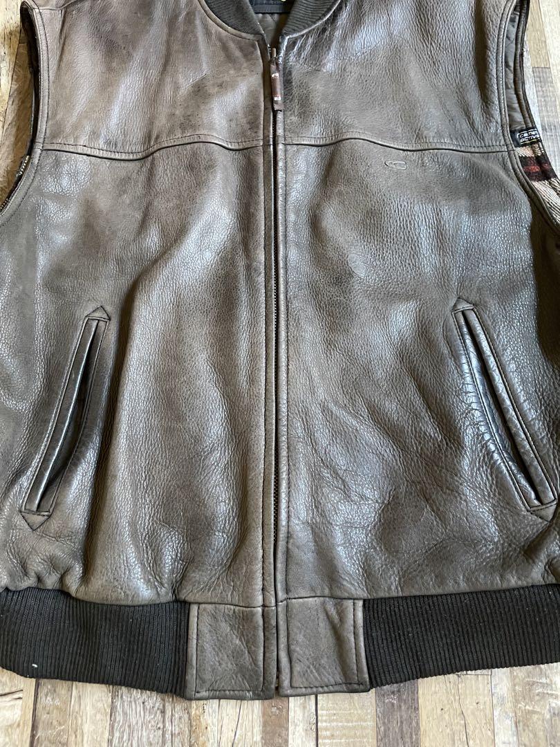 90's 「Vintage」 Fade Dark Brown レザー L 幅広