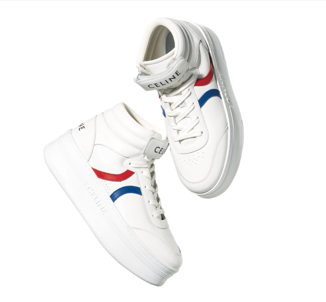 【CELINE】lady's ミッドブロックスニーカー厚底 ベルクロ white CELINE セリーヌ ブロックスニーカー 346163338C.01OP
