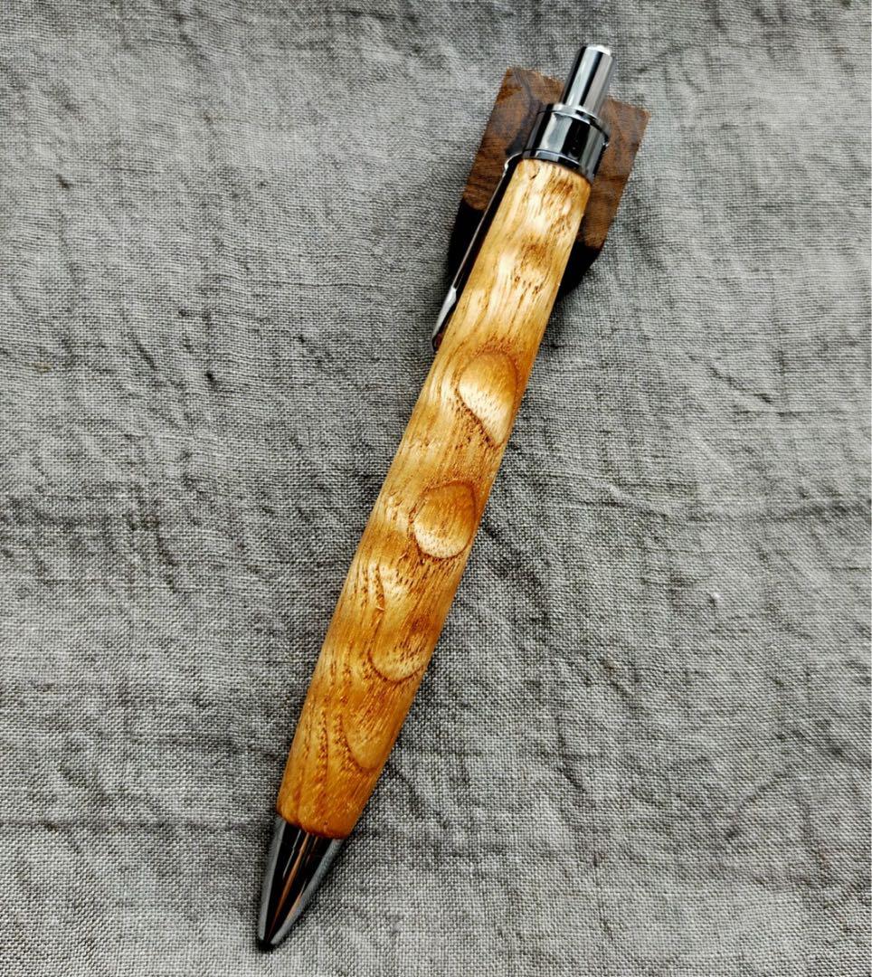ハンドメイド　木軸ボールペン　タモ　玉杢　ウッドペン　G2