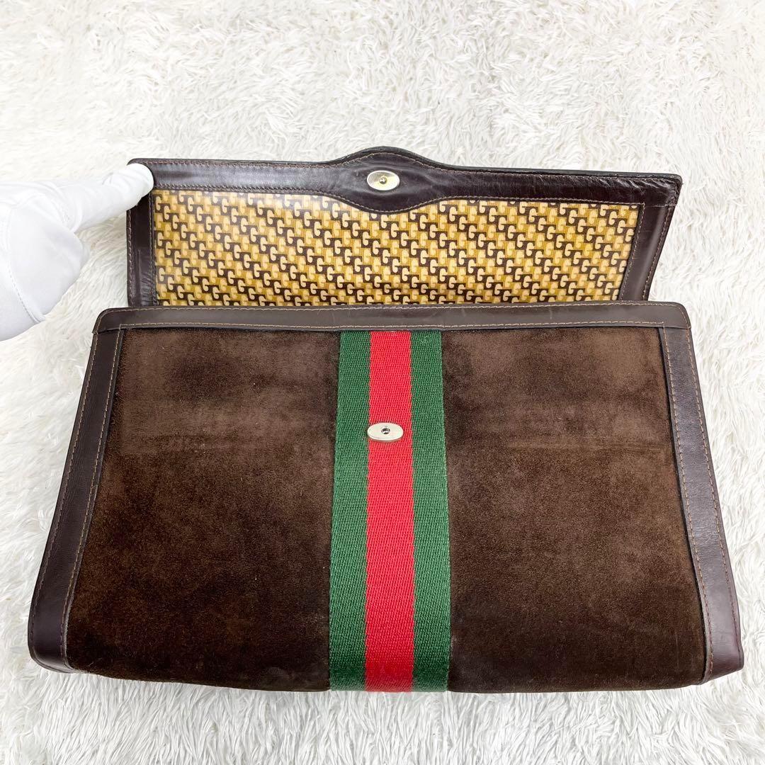 【美品】オールドグッチ シェリーライン インターロッキング クラッチバッグ