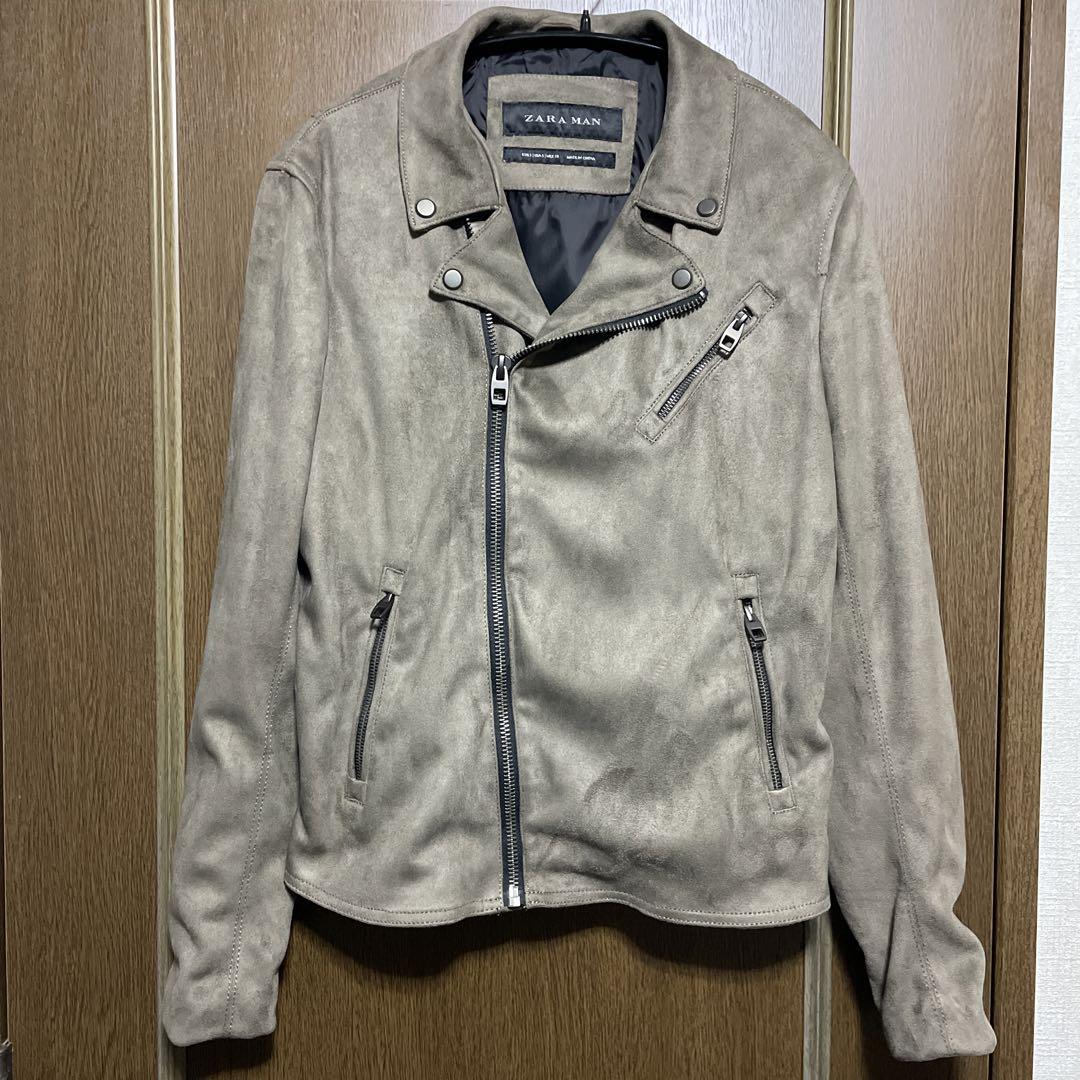 ZARA MAN フェイクスエードダブルライダースジャケット Sサイズ