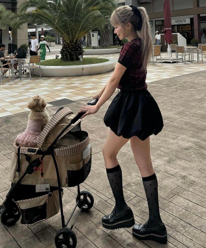 トリートユアセルフ satin balloon short pants ブラック