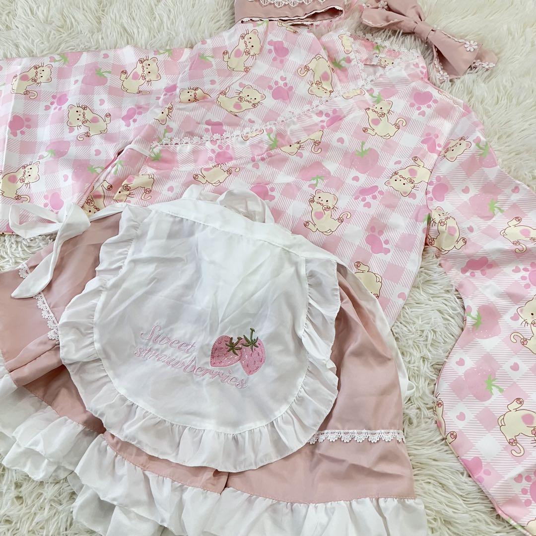 ドレス　浴衣 ロリータ ピンク ゆめかわ コスプレ 量産型　夏祭り　着物