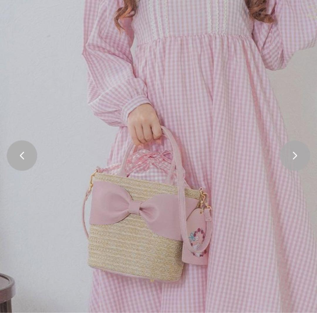 しまむら 青木美沙子 リボン カゴバッグ ハンドバッグ マロン