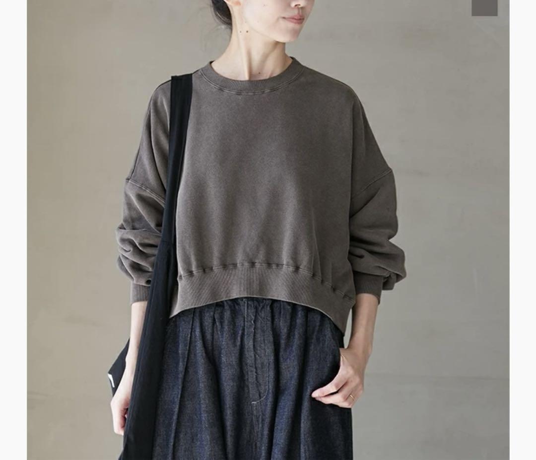 SOLAMONAT ソラモナ　ピグメントスウェット ショートプルオーバー
