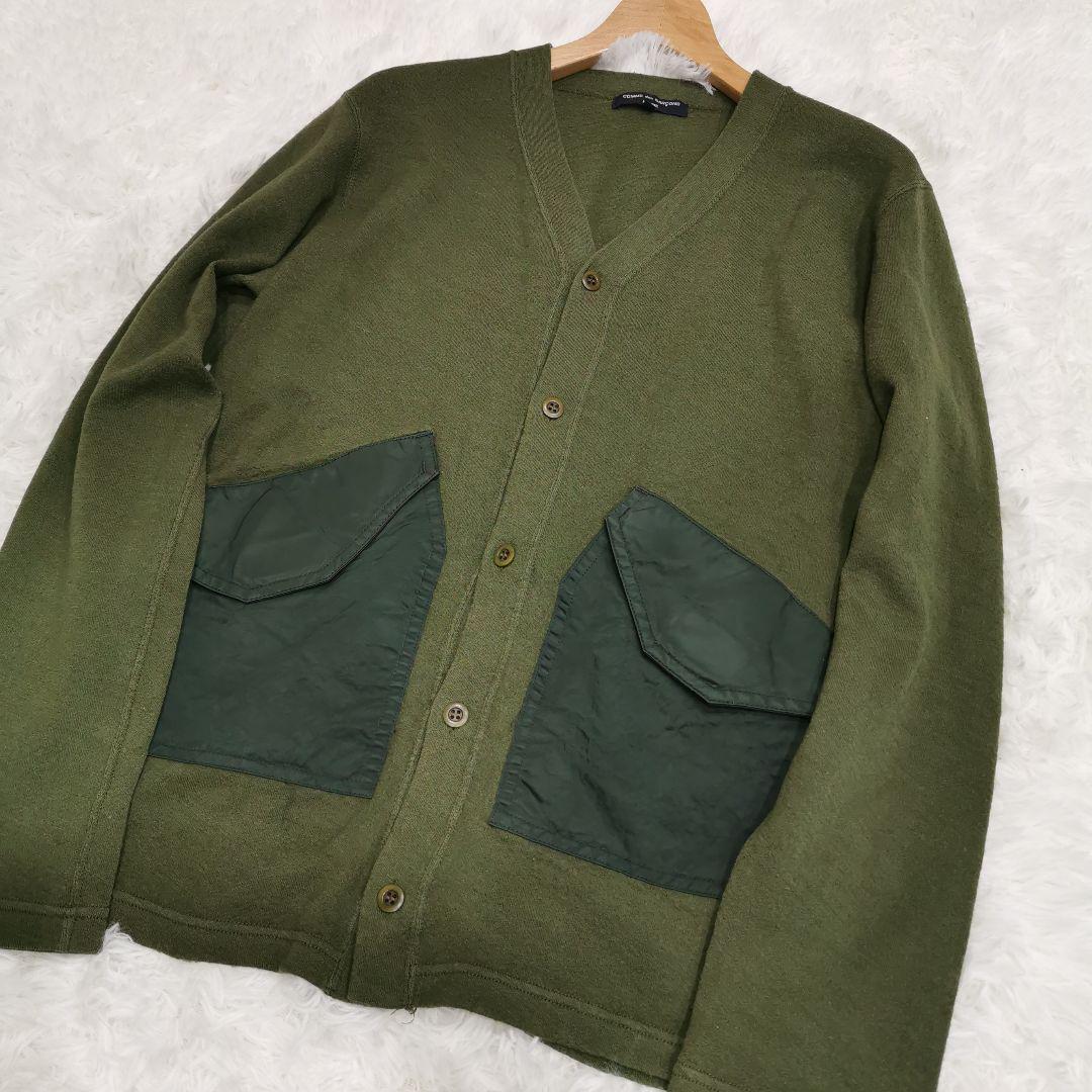 COMME des GARCONS HOMME 切替え カーディガン カーキ M