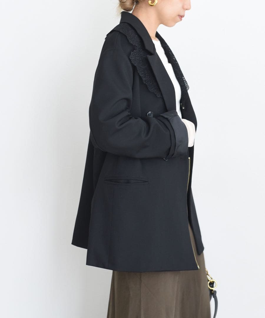 エイミーロウ レースカラー ジップ ダブルジャケット エイミーロウ レースカラー ジップ ダブルジャケット