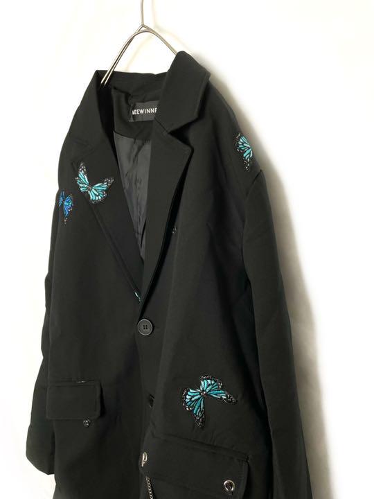ブラック系,XL(LL)55%以上節約 【超激レア】バタフライ 蝶々刺繍 割引通販 【超激レア】バタフライ 蝶々刺繍 テーラードジャケット 韓国 Needles テーラードジャケット