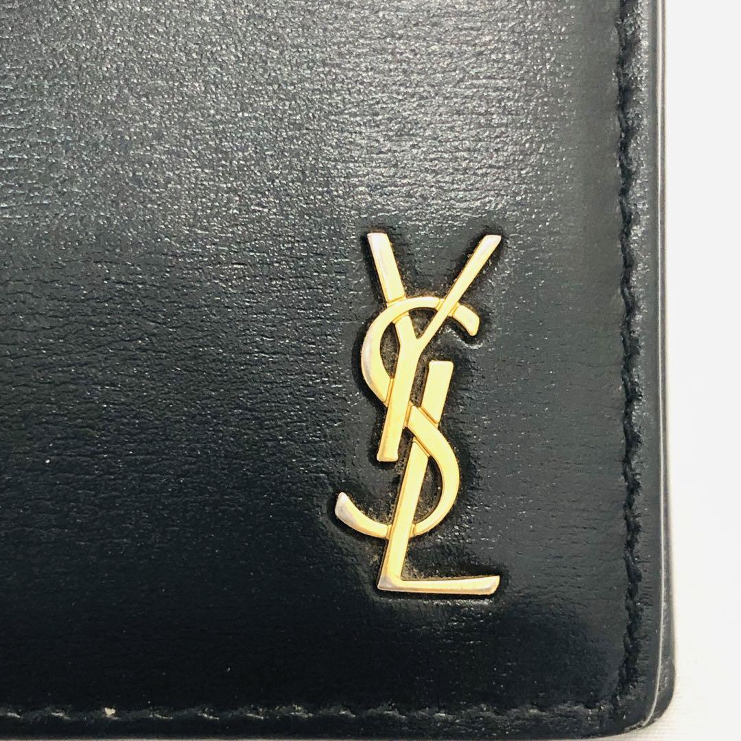 サンローラン カサンドラ 二つ折り レザー 財布 ウォレット 黒 画像2