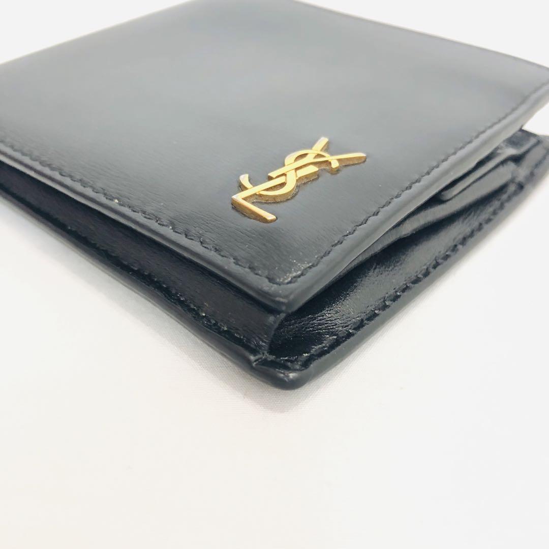 サンローラン カサンドラ 二つ折り レザー 財布 ウォレット 黒 画像6