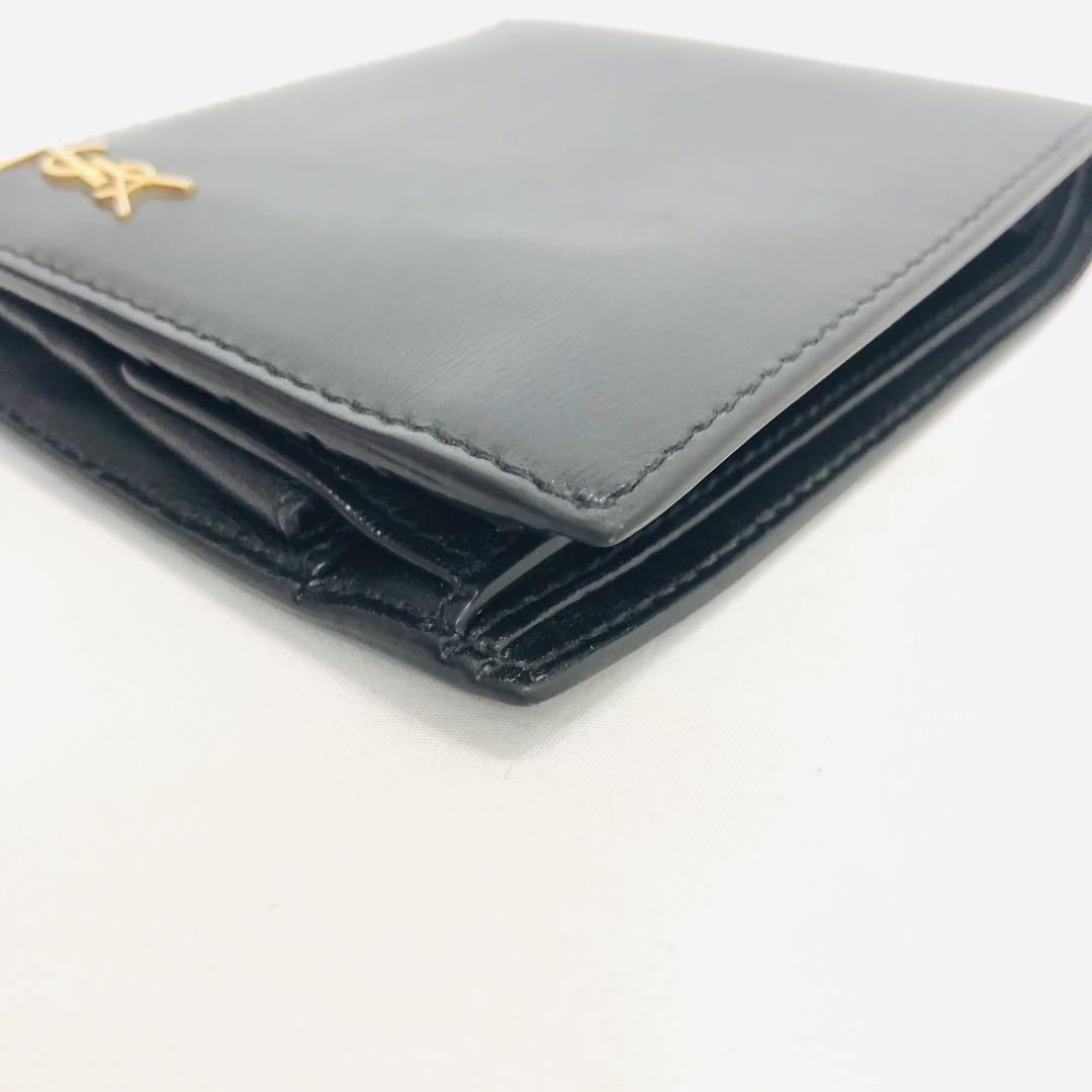 サンローラン カサンドラ 二つ折り レザー 財布 ウォレット 黒 画像7