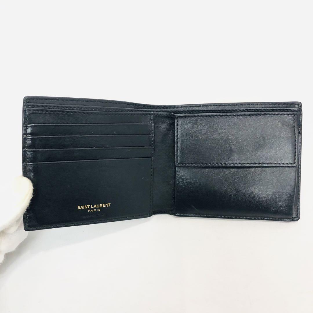 サンローラン カサンドラ 二つ折り レザー 財布 ウォレット 黒 画像8