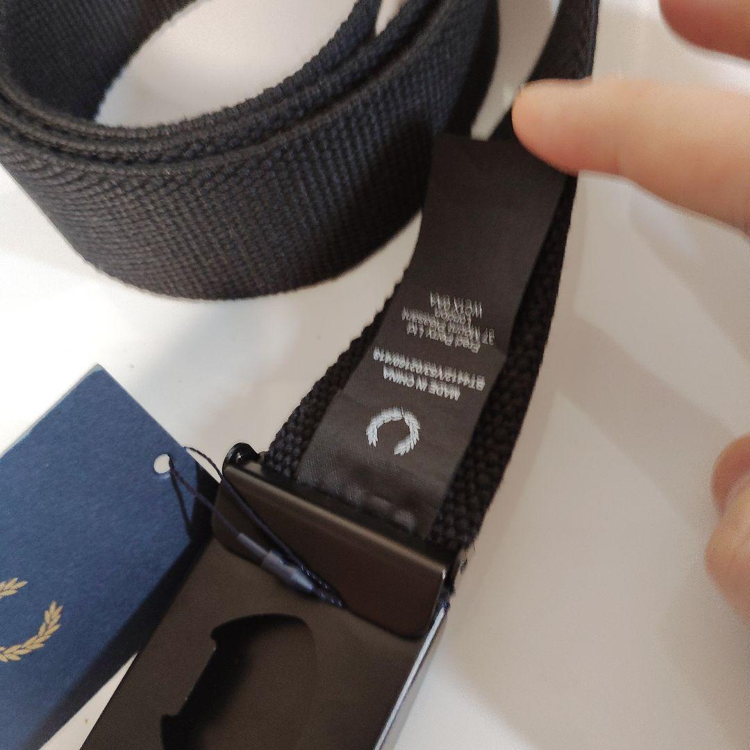 新品 Fred Perry ブラックキャンバス ガチャベルト
