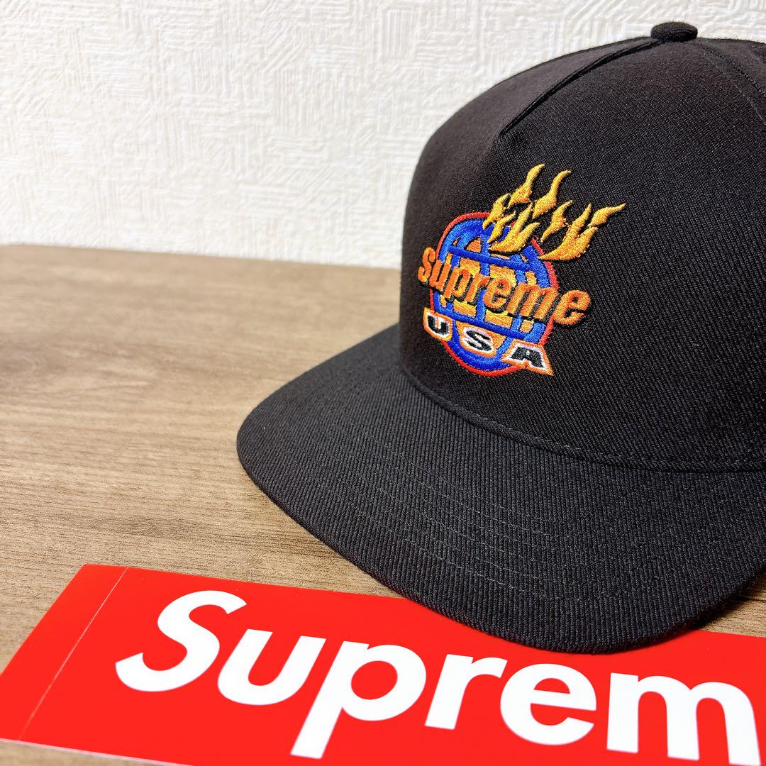 正規品　Supreme キャップ　帽子 アメリカ製　USAロゴ ブラック　黒