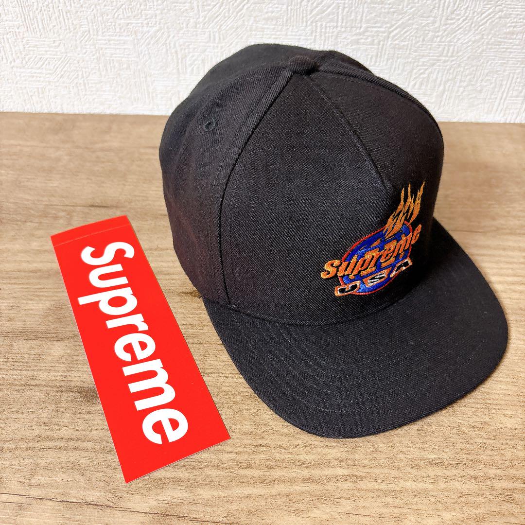 正規品　Supreme キャップ　帽子 アメリカ製　USAロゴ ブラック　黒