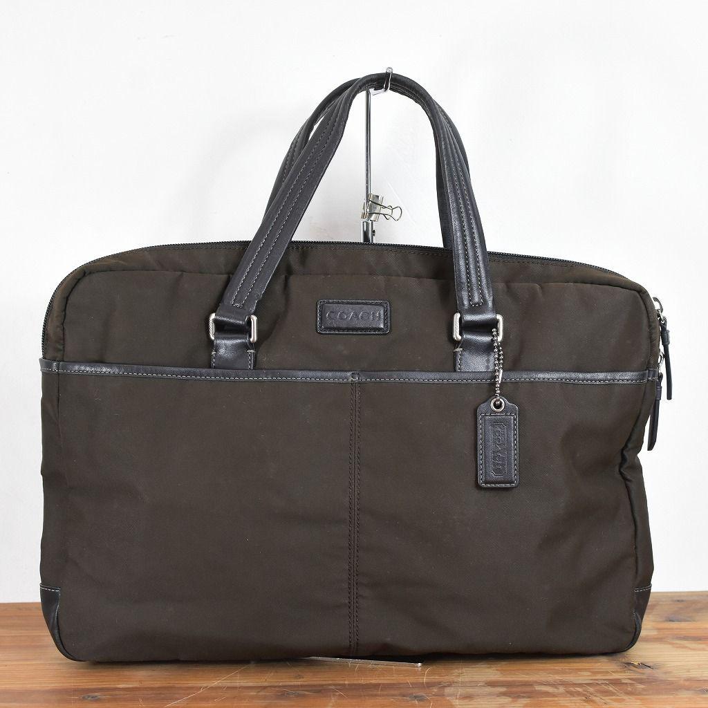 高級 COACH コーチ メンズ ナイロン レザー ハンド トート ビジネス