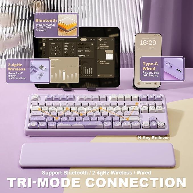 YUNZII B87 MOAキーキャップ ガスケット RGB リストレスト付 YUNZII B87 MOAキーキャップ ガスケット RGB リストレスト付