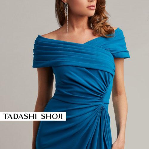 新品☆タダシショージtadashi shoji ロングドレスXS ９号 青 ⭐新品未