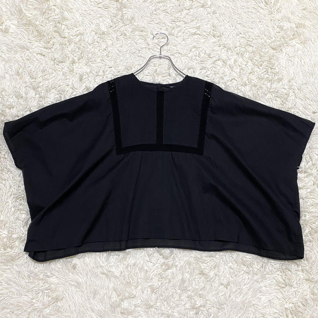 美品 ミズイロインド 24SS ピンタックショートポンチョ ブラック
