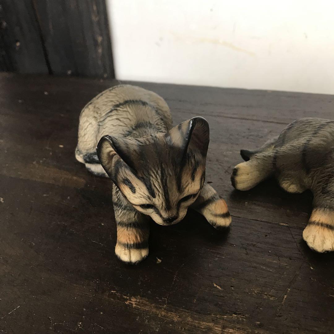 美品 イタリア製 ドマン 猫 陶器 置物 仔猫の表情や仕草まで丁寧