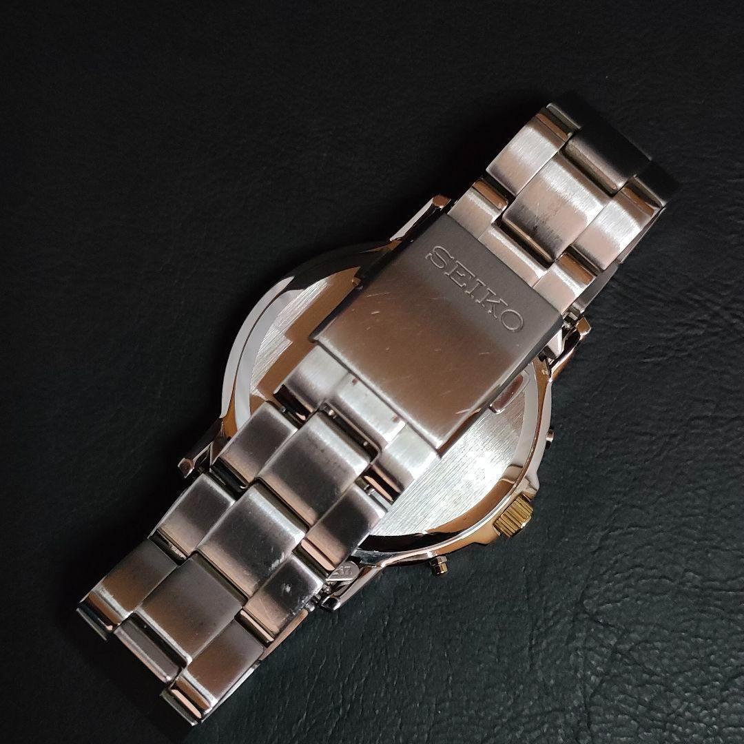 美品　SEIKO　セイコー　7B52　ソーラー　ゴールド　シルバー　メンズ　時計