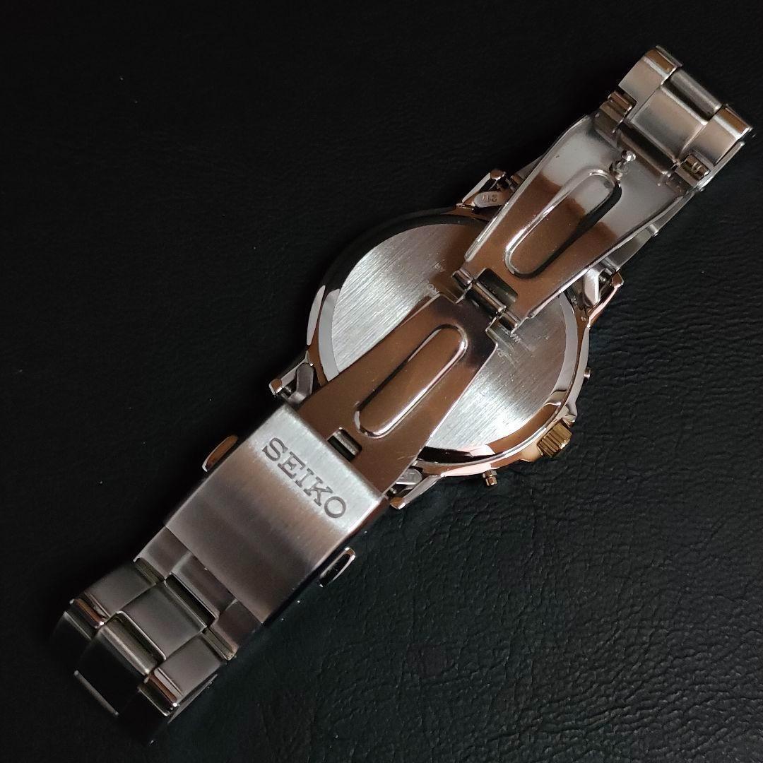 美品　SEIKO　セイコー　7B52　ソーラー　ゴールド　シルバー　メンズ　時計