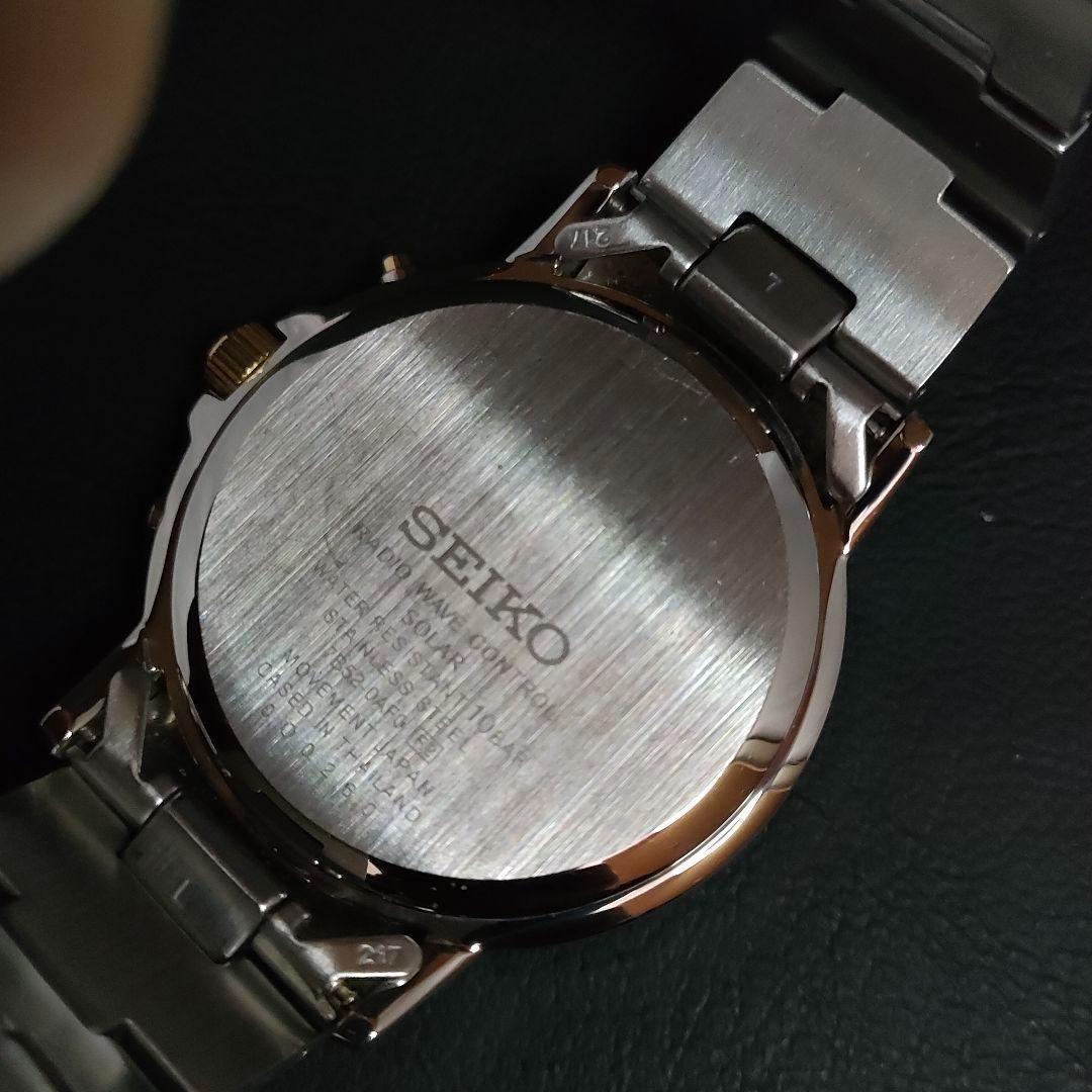 美品　SEIKO　セイコー　7B52　ソーラー　ゴールド　シルバー　メンズ　時計