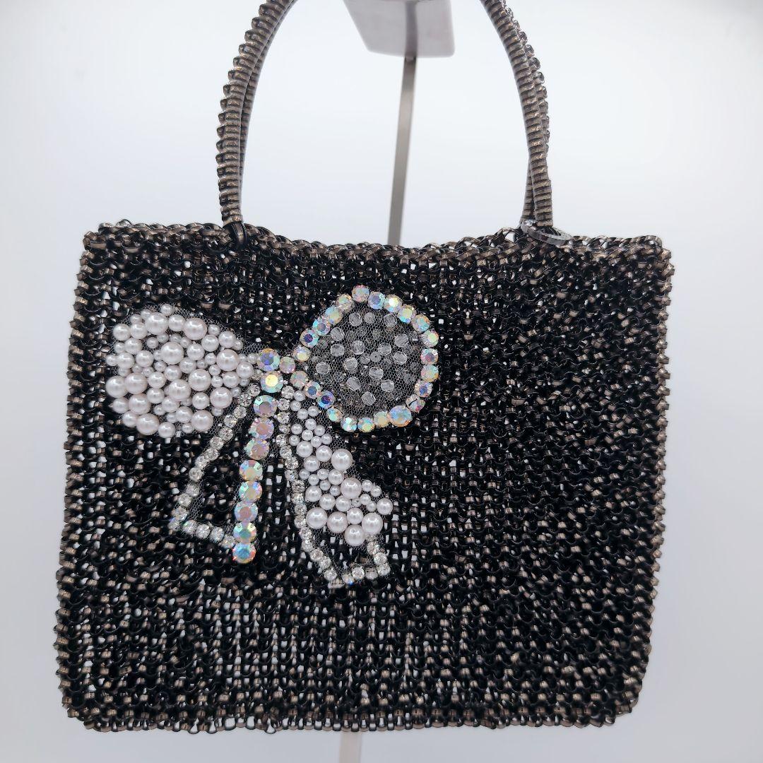 美品　ANTEPRIMA　アンテプリマ　ワイヤーバッグ　袋付き　リボン　ビーズ