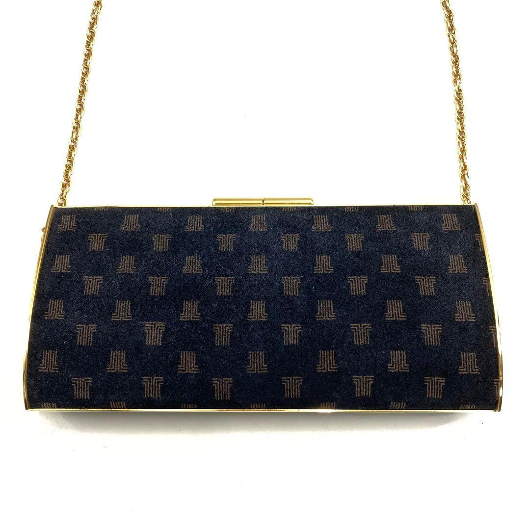 LANCEL ランセル ヴィンテージ ロゴ スエード クラッチバッグ チェーン LANCEL ランセル ヴィンテージ ロゴ スエード クラッチバッグ