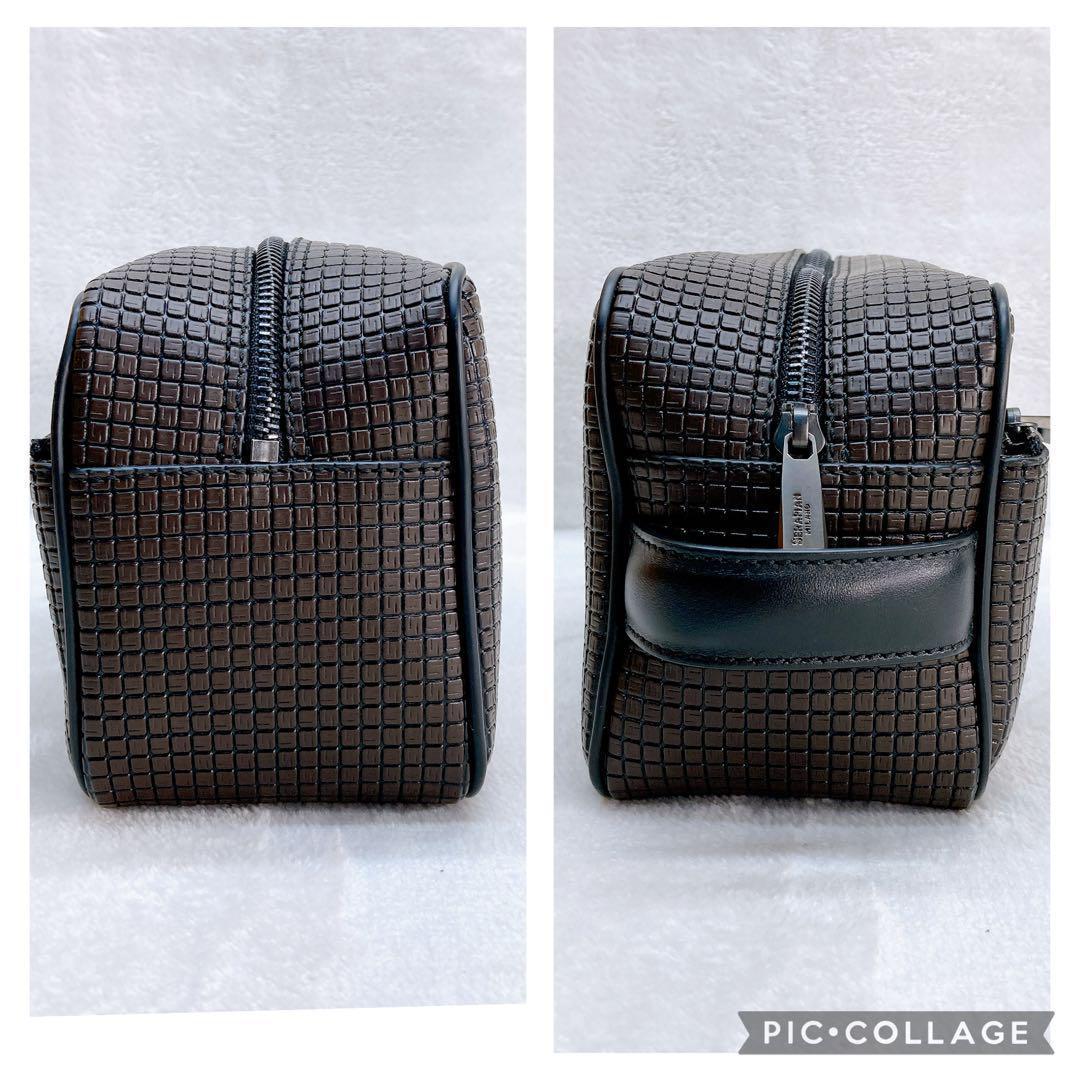 【新品未使用】SERAPIAN/セカンド バッグ ポーチ・Sロゴ型押しデザイン ✨極美品✨セラピアン クラッチバッグ セカンドバッグ ロゴ型