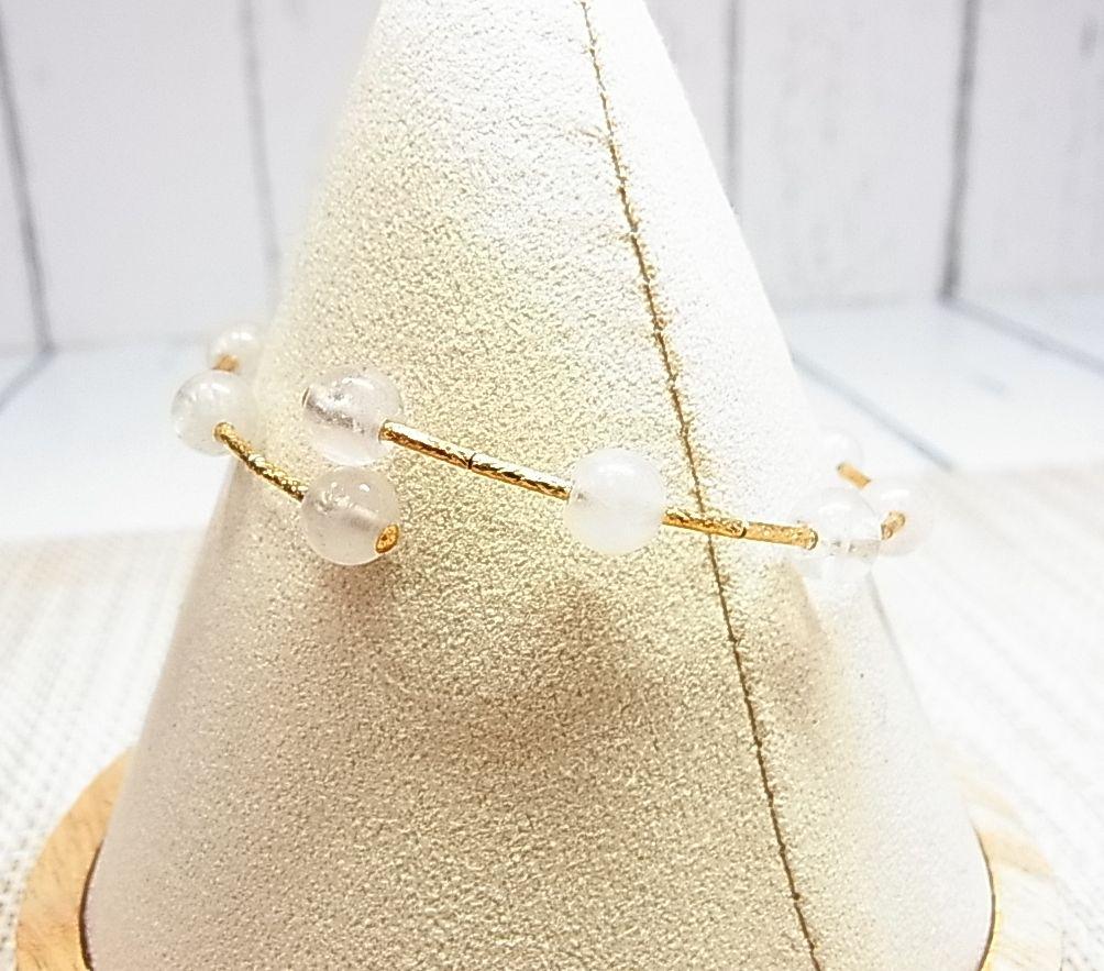 新同K18天然石ブレスレット恵パールMEGUMIPEARL18金ピンククォーツ