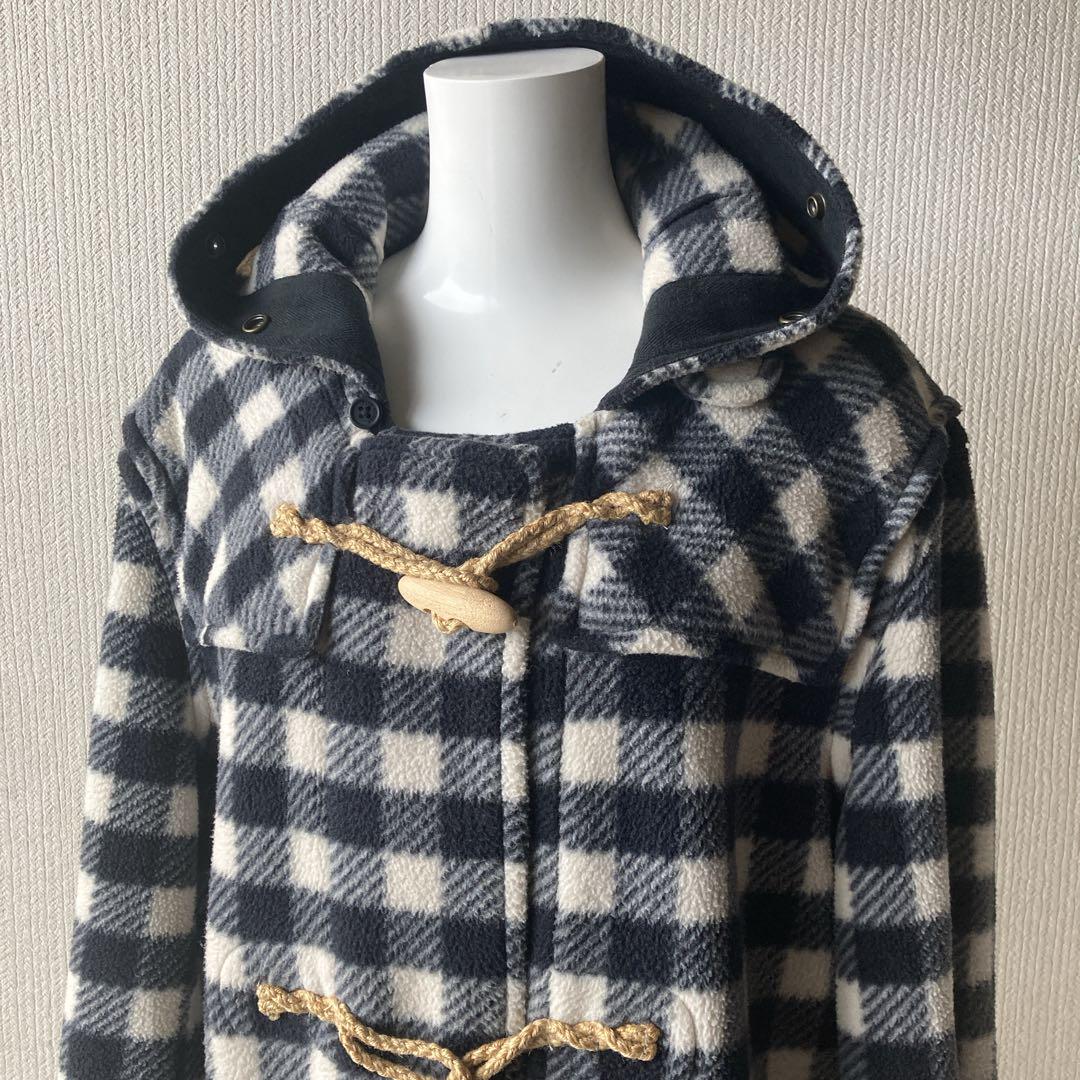PINK HOUSE ピンクハウス 白黒 チェック柄 フリース ダッフルコート