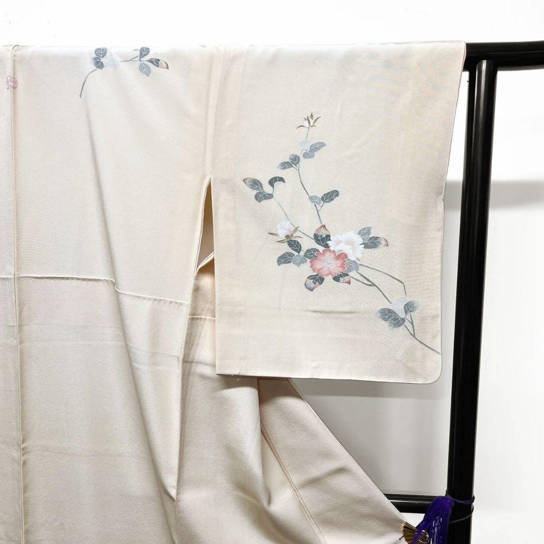 作家もの 京加賀友禅 牡丹 蕾 花模様 付け下げ 着物 064w p 画像11