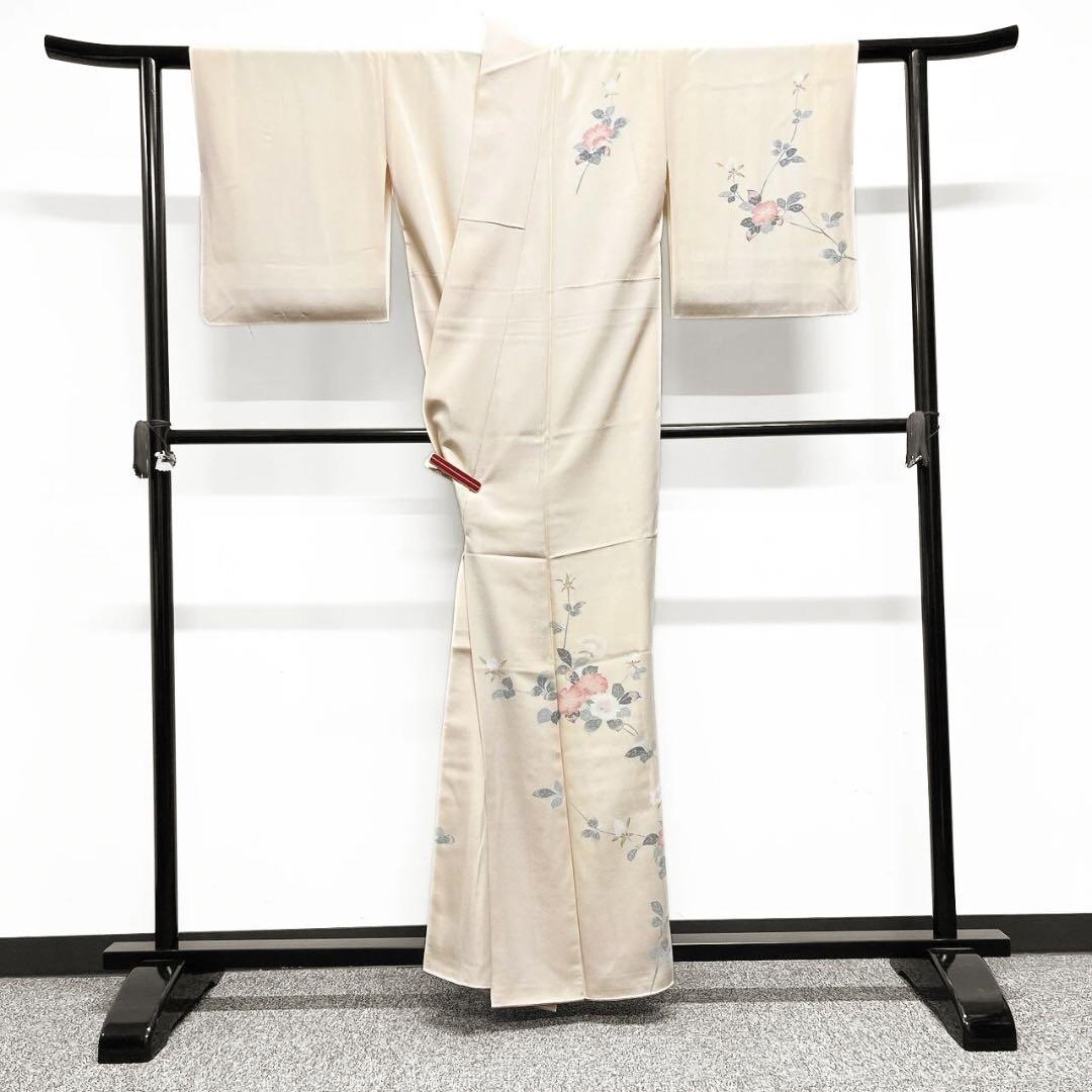 作家もの 京加賀友禅 牡丹 蕾 花模様 付け下げ 着物 064w p 画像4