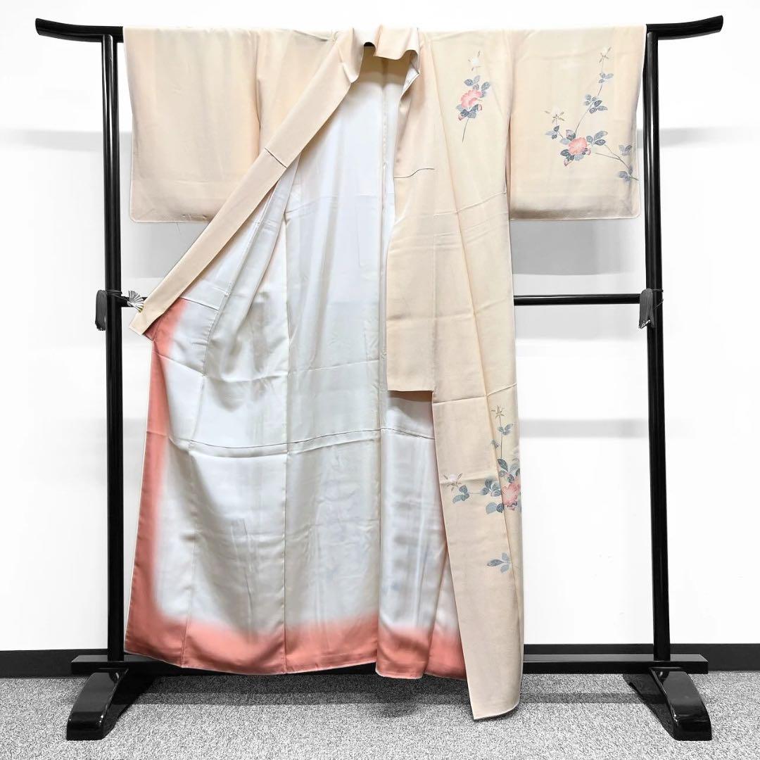 作家もの 京加賀友禅 牡丹 蕾 花模様 付け下げ 着物 064w p 画像6