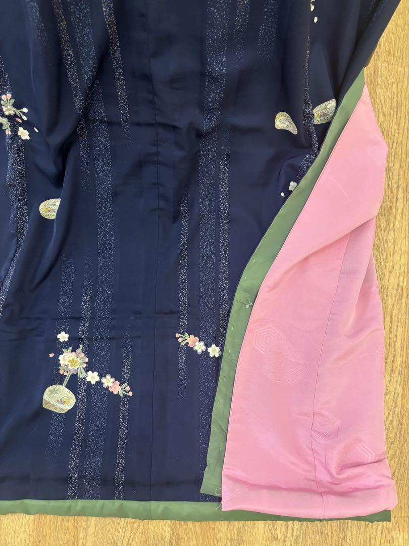 ☀ 花柄の紺色着物
