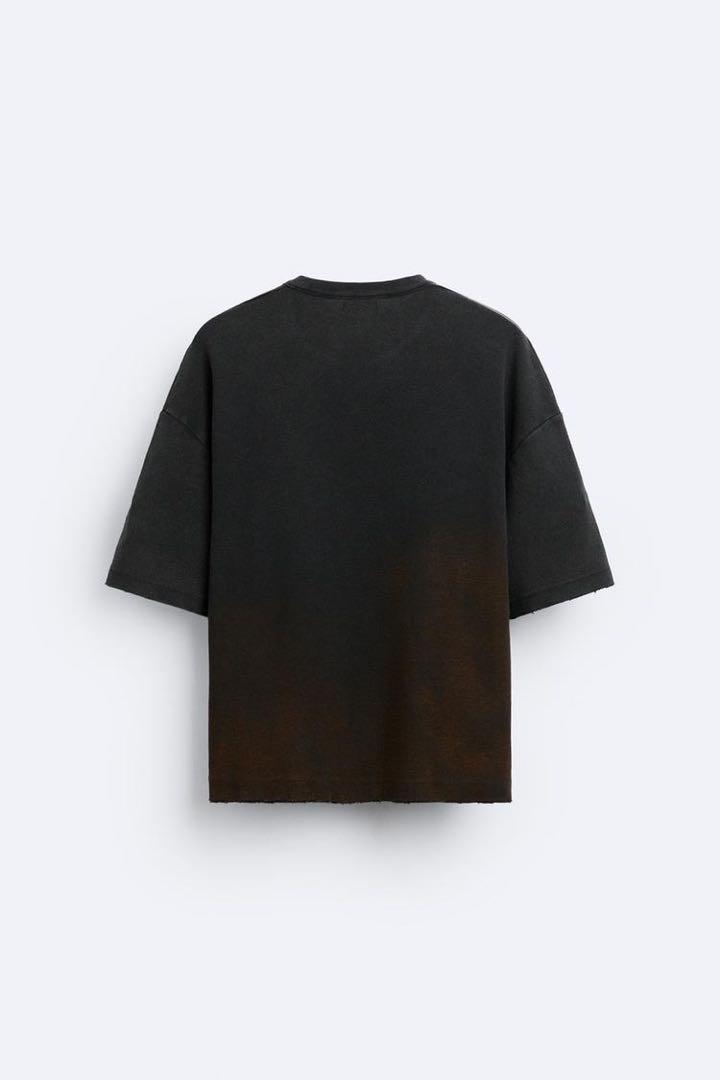 ZARA アブストラクトプリントニットTシャツ ZARA ザラ アブストラクトプリント ニット Tシャツ lサイズ