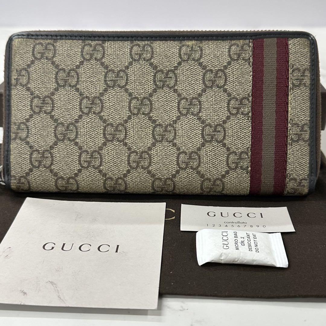 新品同様‼️ グッチ GUCCI 財布 長財布 GGスプリーム ラウンドファスナー