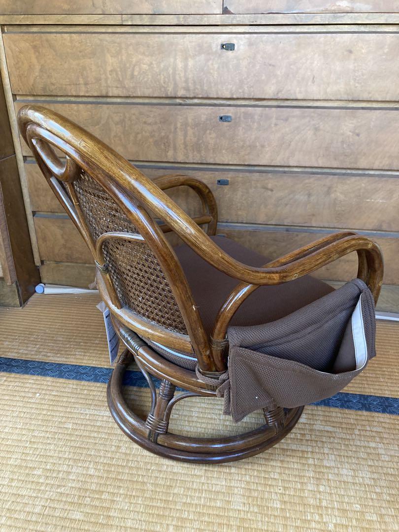 美品！　ラタン椅子　籐椅子　回転座椅子