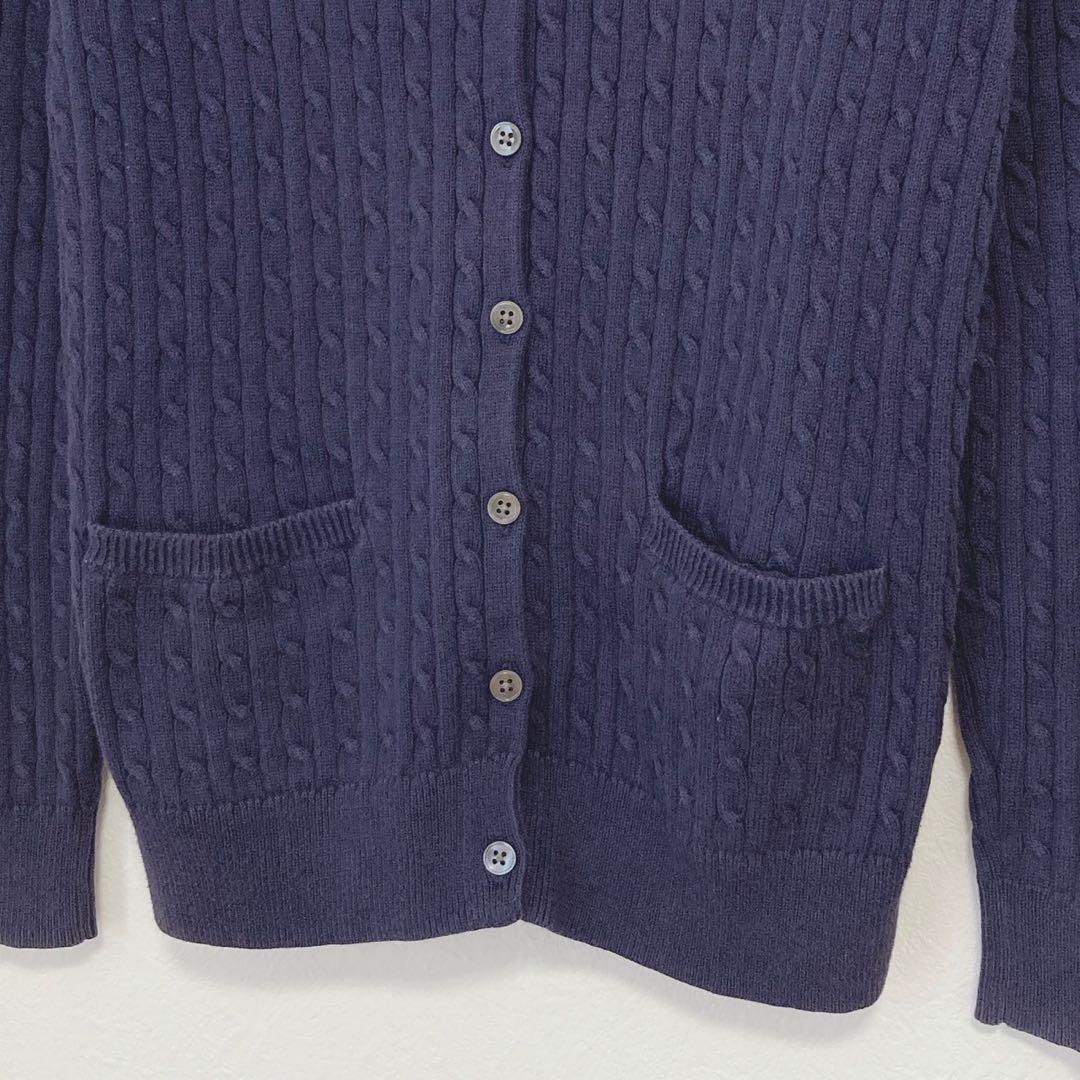 RALPH LAUREN ケーブルニットカーディガン 刺繍 ポケット