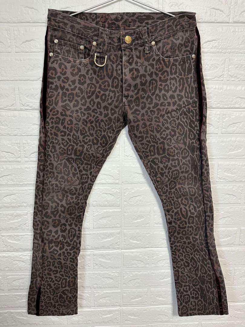 本日限定！Roen ヒョウ柄 スキニーパンツ グレー系