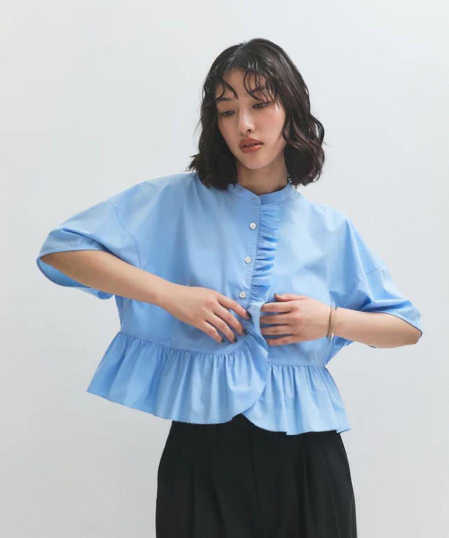一度着用:美品】ADAM ET ROPE フリルブラウス サックス - メルカリ