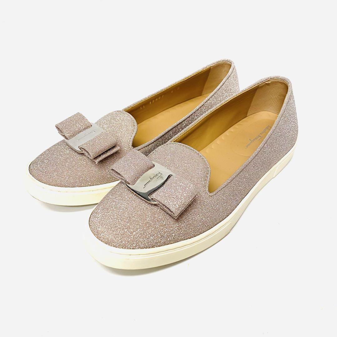 2回　定価10万　サルヴァトーレフェラガモ　NOVELLO ラメ　スリッポン　箱