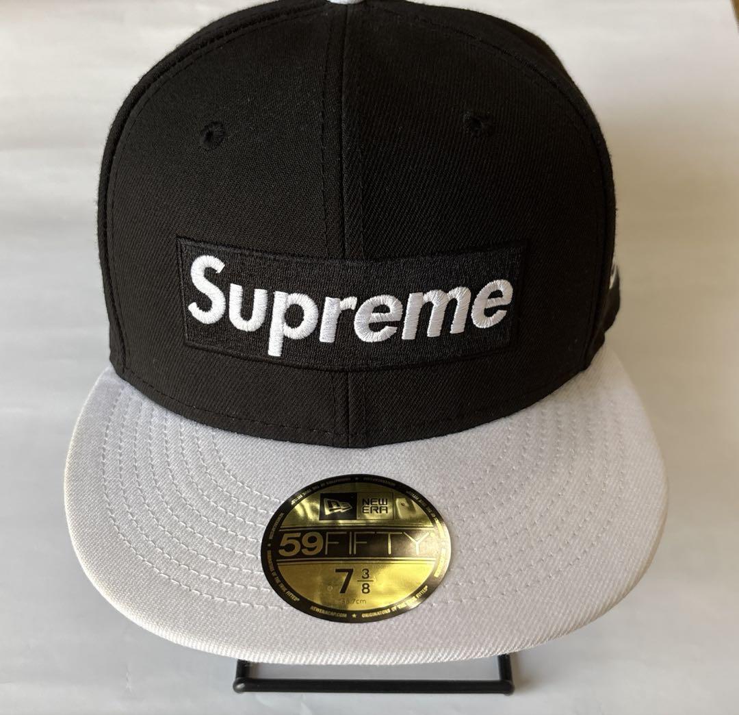 Supreme キャップ newera ブラック 7 3/8 - メルカリ