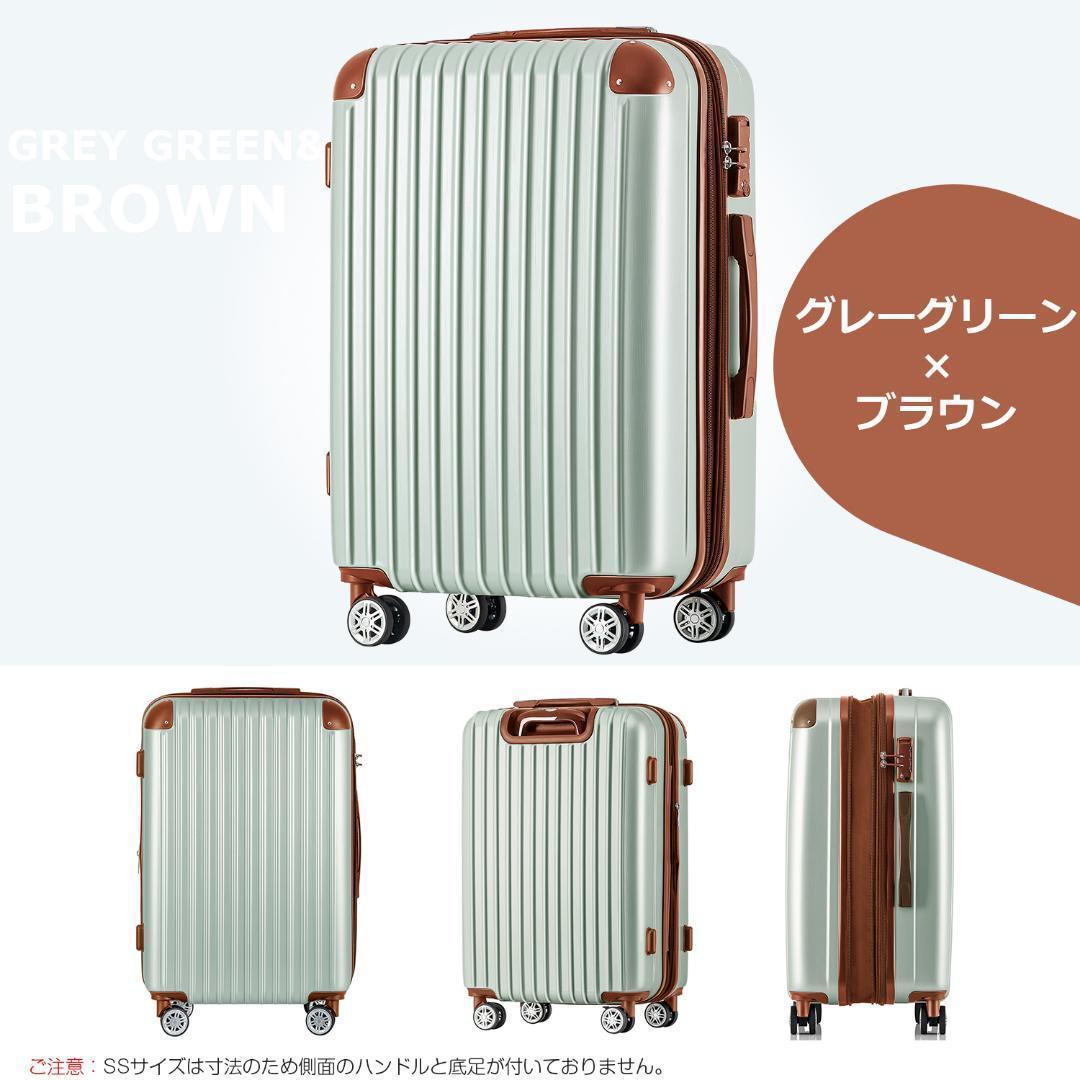 日用品/生活雑貨/旅行スーツケースキャリーバッグLサイズ大型キャリーケース【グレーグリーン×ブラウン】