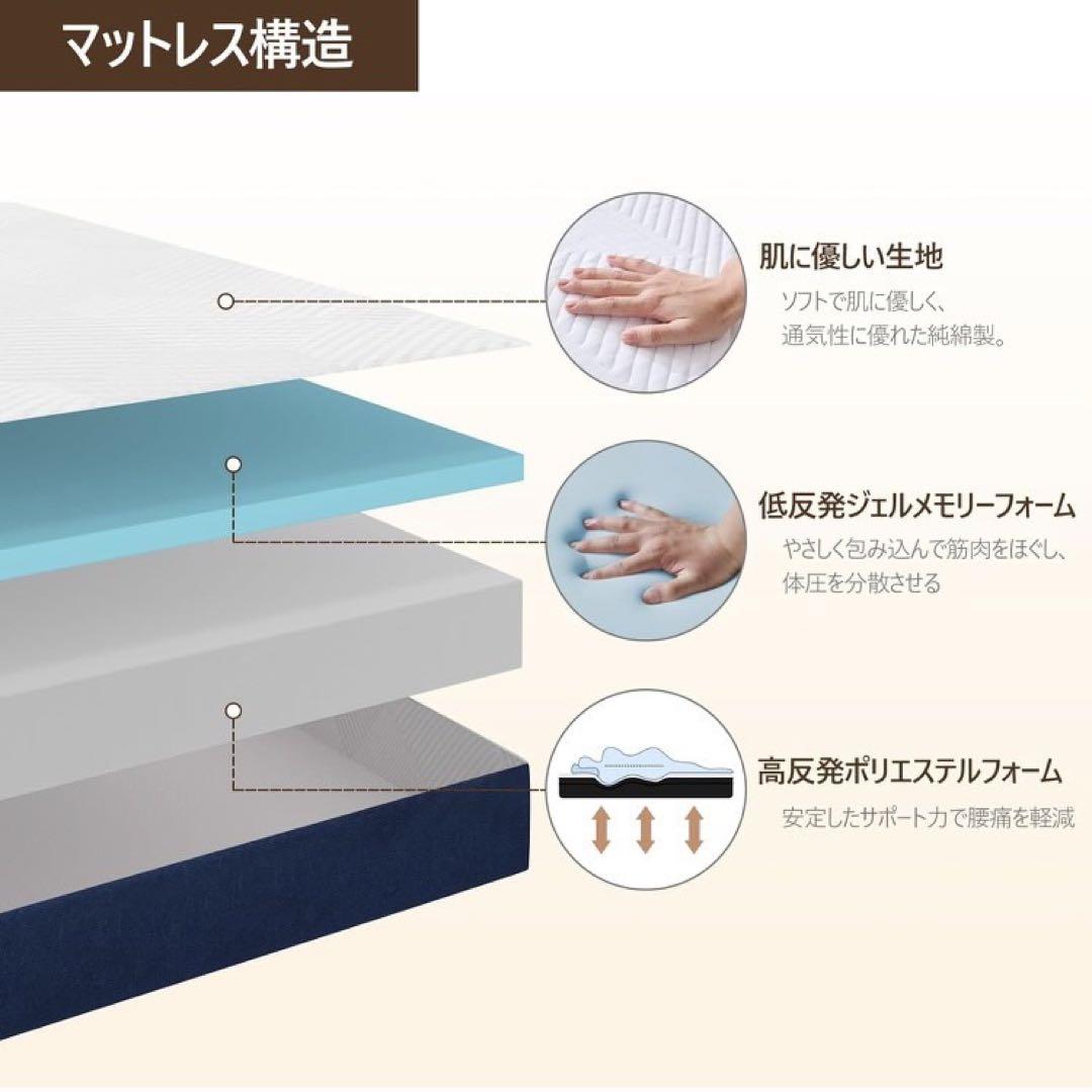 三つ折りマットレス セミダブル 厚さ10cm 低反発+高反発 折り畳み 滑り止め